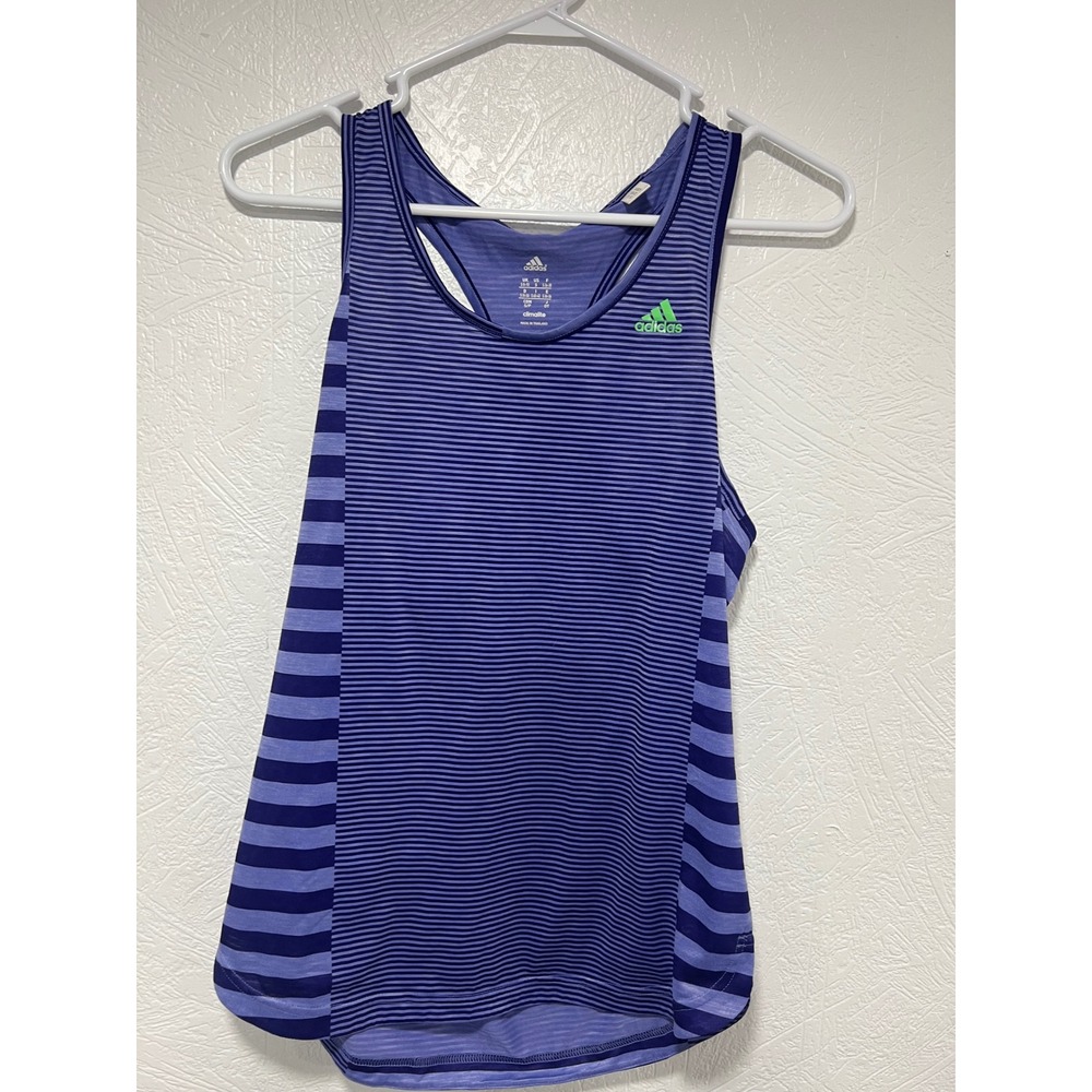 Adidas Climalite Purple Striped Racerback Tank Top Womens Small Training Gym